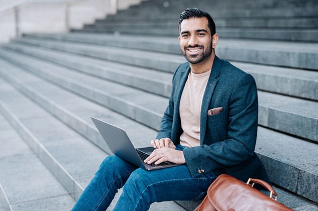 Professional man using a laptop computer