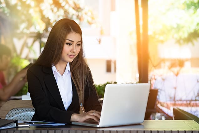 A young student creating her LinkedIn profile