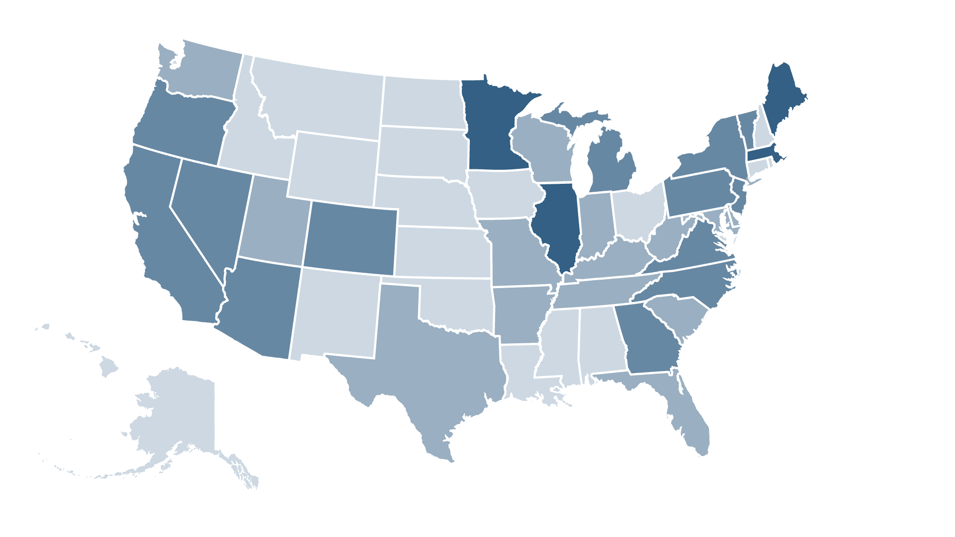 Map of the United States marked with state lines